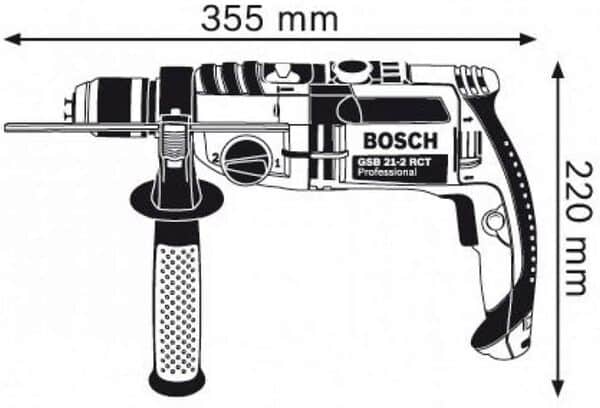 Bosch Professional 060119C700 Perceuse ร Percussion Filaire GSB 21-2 RCT (1300 W, Couple nominal : 7,8 / 2,6 Nm, ร de Perรงage dans la Maรงonnerie : 24/16 mm, Coffret) Bleu