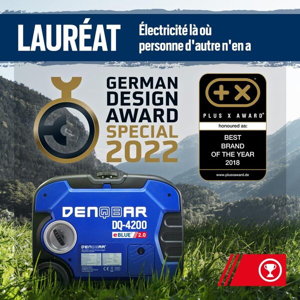 DENQBAR Groupe électrogène Inverter 4200 W Générateur portable insonorisé, DQ-4200 - Pour le camping, le garage, le chantier, le camping-car et comme groupe électrogène de secours