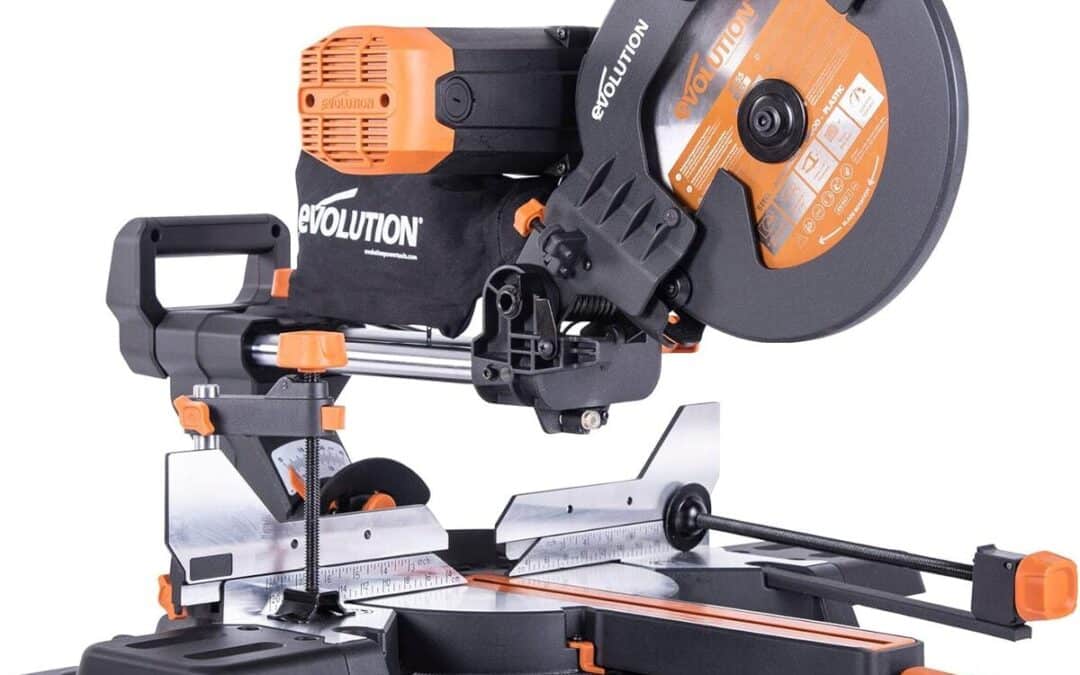 Test scie à onglet coulissante Evolution Power Tools R255SMS-DB+