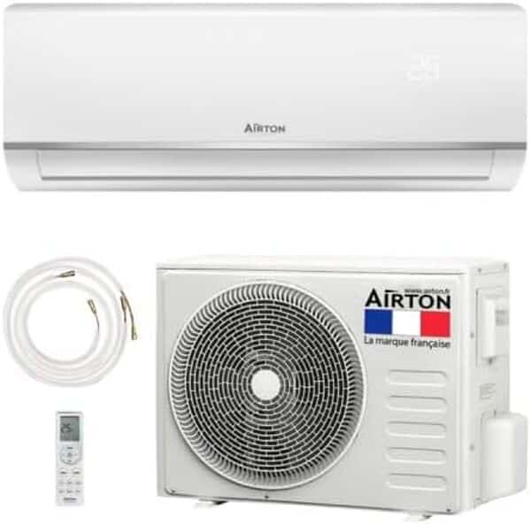 Airton PACK prêt-à-poser : Pompe à chaleur/Climatiseur réversible R32-3400/3600W - 12000BTU - Liaison 4M Ready Clim (40m2 - A++) Gaz pré-chargé.