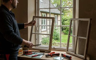 Ce que les vitriers font pour remplacer un carreau cassé sur une vieille fenêtre en bois.