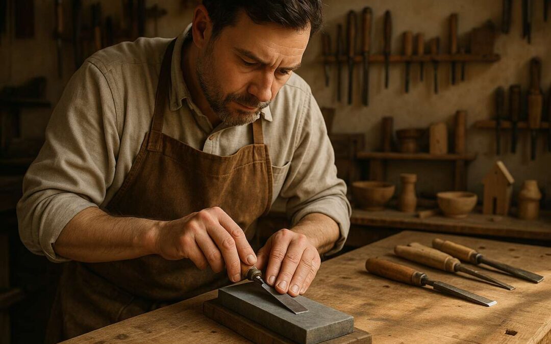 Voici comment les artisans affûtent leurs ciseaux à bois pour un tranchant rasoir.
