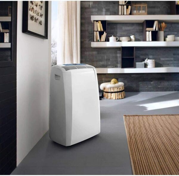De'Longhi Pinguino PAC N90 ECO SILENT, Climatiseur Portable Silencieux avec Tuyau d'évacuation, 9 800 BTU/h - 2,5 kW - 85 m3, Gaz R290, 64 dB, Déshumidificateur, Classe A, Timer 12 Heures, Blanc
