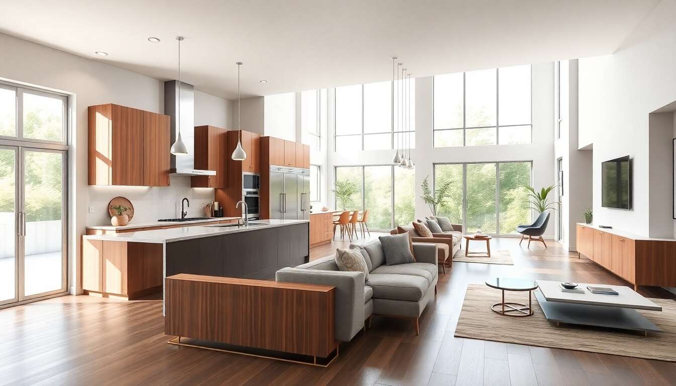 Intégration harmonieuse de la cuisine avec le séjour Intégration harmonieuse de la cuisine avec le séjour