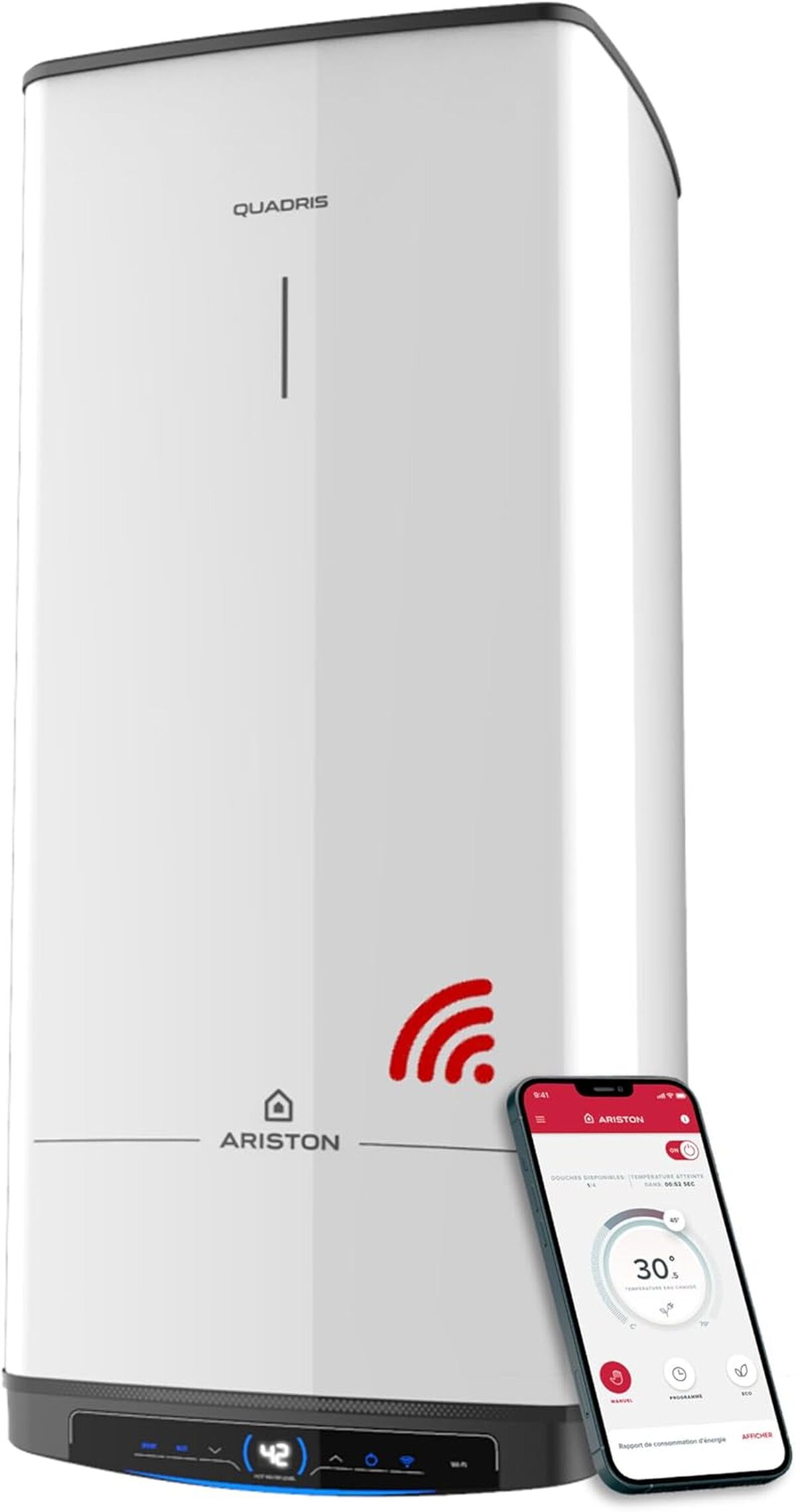 Test Ariston Quadris Wifi : chauffe-eau électrique connecté 150L compact