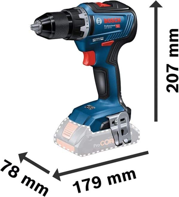 Bosch Professional 18V System perceuse-visseuse sans-fil GSR 18V-55 (couple max. 55 Nm, 1 800 tr/min, avec 2 batteries ProCORE18V 4,0 Ah, chargeur rapide GAL 18V-40, calage L-BOXX, L-BOXX)
