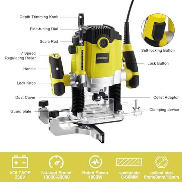 Découvrez notre test complet de la défonceuse à bois DEWINNER 1800W avec set de 12 fraises : analyse détaillée de la performance, de la précision et des utilisations possibles pour un travail du bois optimal