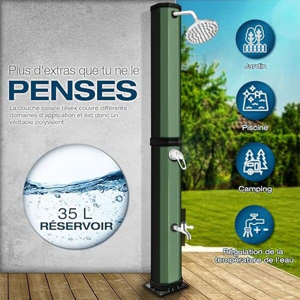 Explorez notre critique détaillée de la douche solaire tillvex 35L : découvrez ses avantages pratiques et écologiques pour une expérience durable et respectueuse de l'environnement.