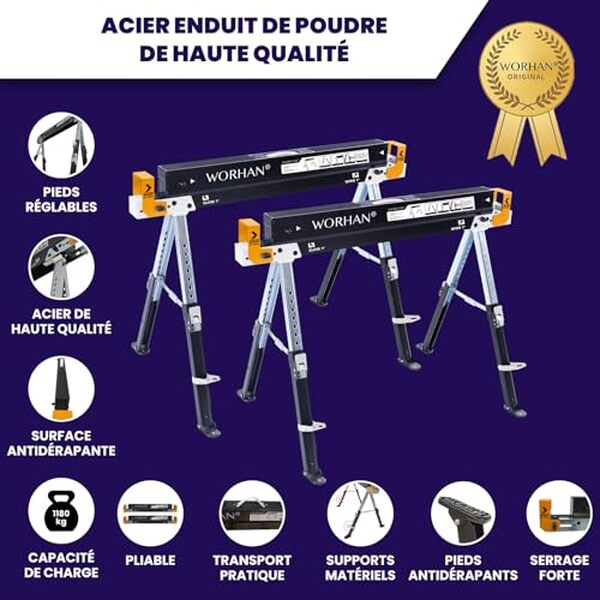 Découvrez l'analyse complète des tréteaux WORHAN S600A, alliant stabilité et robustesse pour tous vos projets. Guide d'achat et avis techniques.