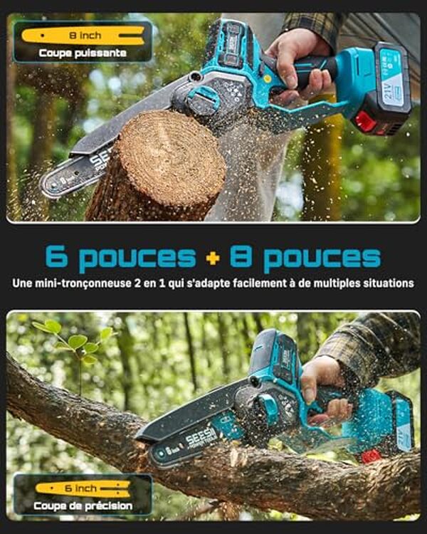 Explorez notre test de la tronçonneuse sans fil SEESII 1000W, disponible en modèles 6 et 8 pouces, idéale pour vos travaux de jardinage. Efficacité et maniabilité garanties.