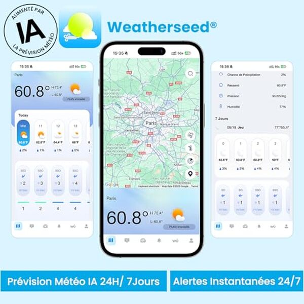 Découvrez notre test détaillé de la station Sainlogic Weatherseed® : technologie IA, connectivité WiFi et fonctionnalités avancées pour des prévisions météorologiques précises et en temps réel.