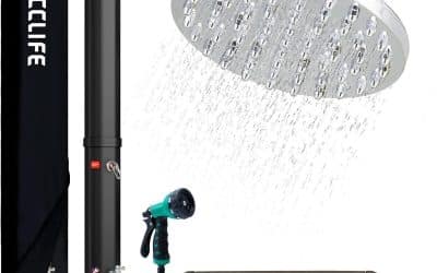 Test de la douche solaire CCLIFE 60 litres avec fond en bois