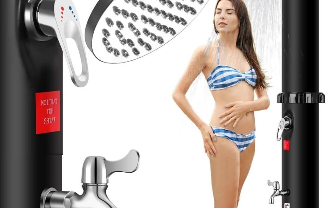 Test de la douche solaire Qdreclod 60 L : eau chaude et froide au jardin