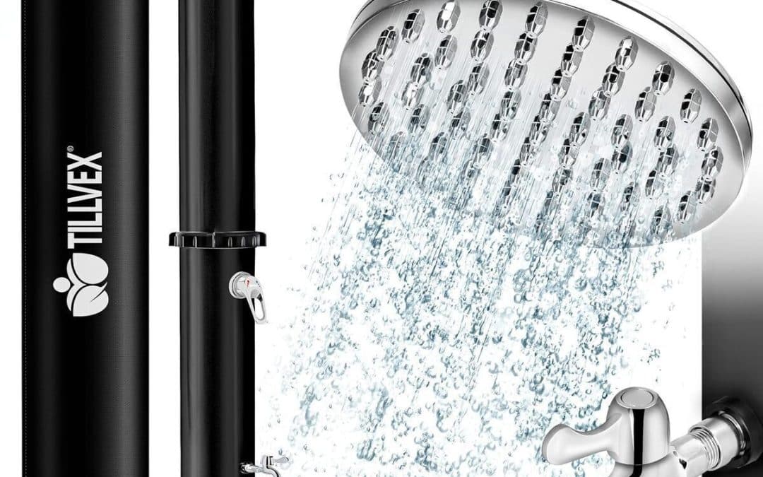 Test : douche solaire tillvex 35L, pratique pour le jardin et le camping