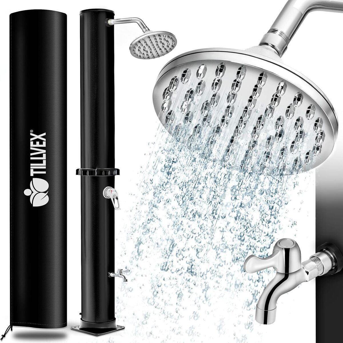 Test : douche solaire tillvex 35L, pratique pour le jardin et le camping