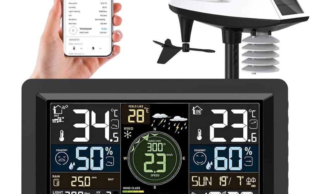 Test station météo WiFi 7 en 1 : capteur extérieur et 4 rétroéclairages