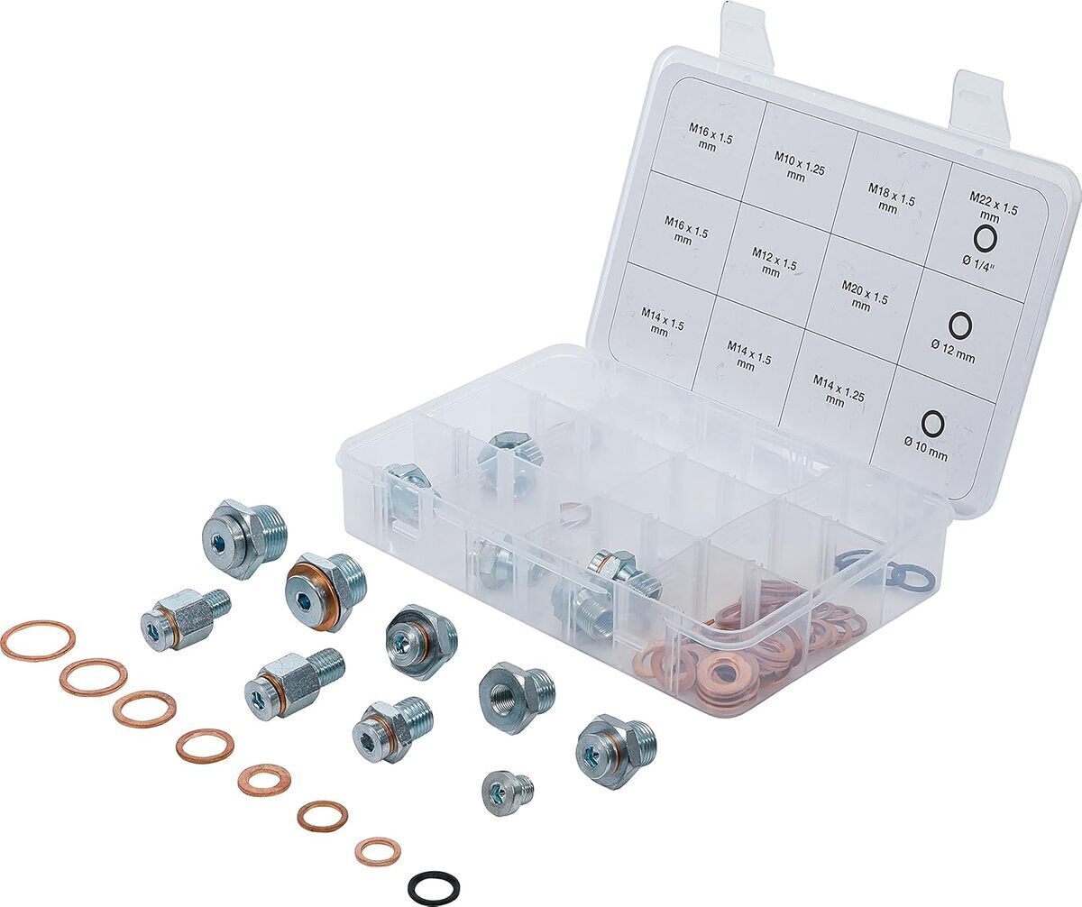 Test de l'assortiment BGS 70184 : réparation de bouchons de vidange en 63 pièces