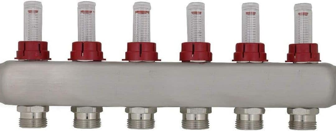Test du collecteur de chauffage au sol 6 départs avec débitmètre pour tube multicouche