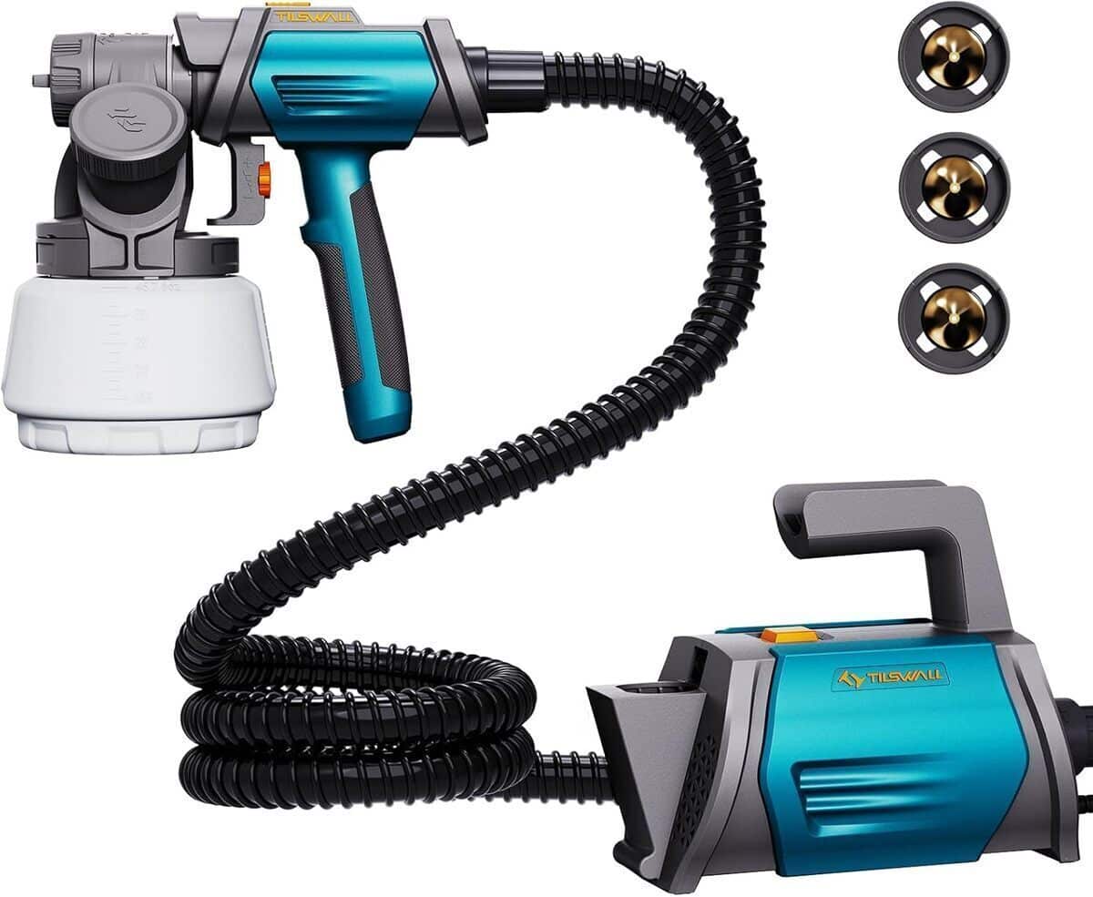 Test : pistolet à peinture Tilswall 800W avec réservoir 1300 ml et 4 buses