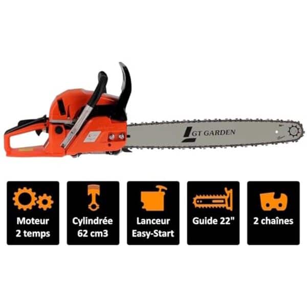 Découvrez notre test détaillé de la tronçonneuse GT Garden 62 cm³. Analyse de sa puissance, efficacité et performances pour les travaux de coupe. 