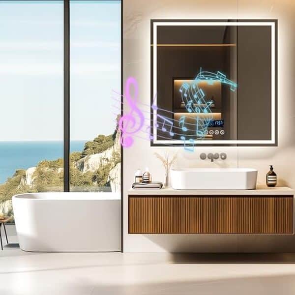 Découvrez notre avis détaillé sur le miroir LED connecté LUVODI 80 cm avec Bluetooth et éclairage intégré : caractéristiques, avantages et test complet du produit.