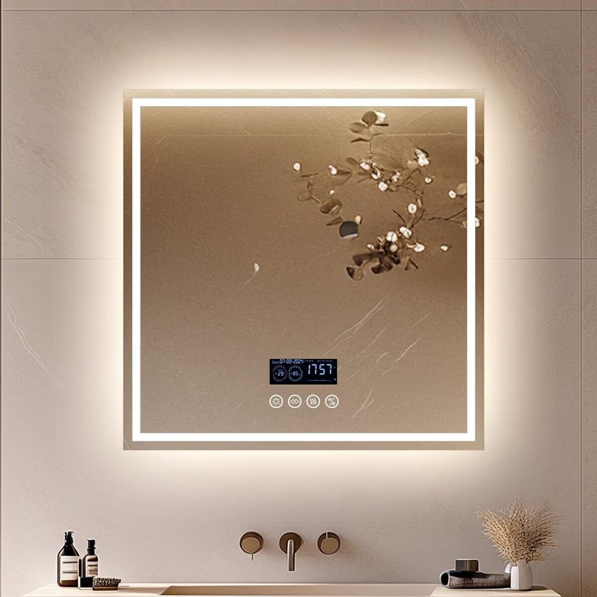 Avis sur le miroir LED connecté LUVODI 80 cm avec Bluetooth et éclairage intégré