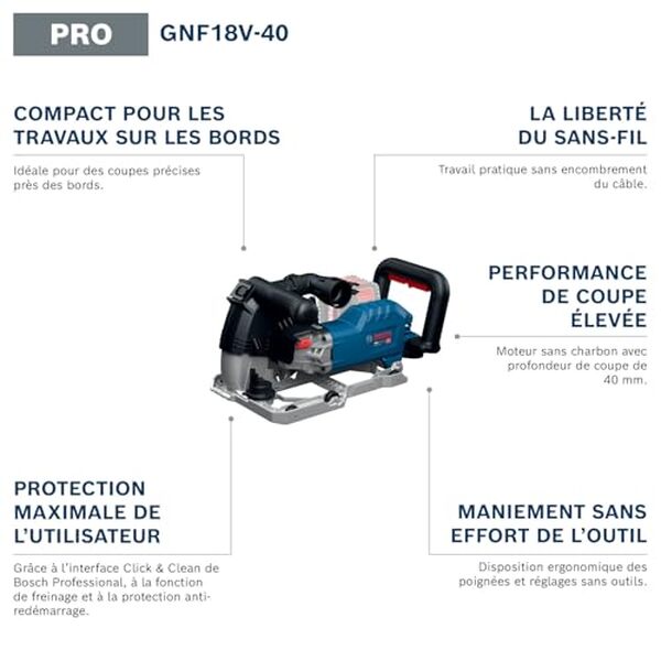 Découvrez notre test détaillé de la rainureuse sans-fil Bosch PRO 18V GNF18V-40 : performances, autonomie et avis d'expert pour vos travaux de précision. 