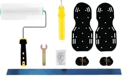 Test du kit d’outils de béton auto-nivelant avec rouleau époxy et crampons
