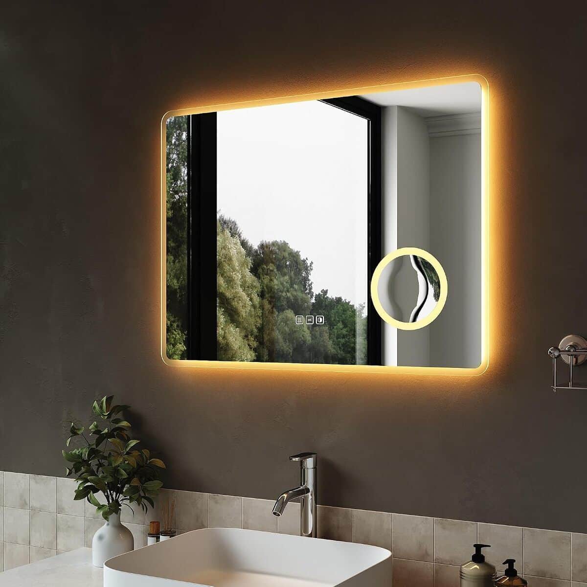 Test du miroir SIRHONA 100x60 cm avec éclairage et anti-buée
