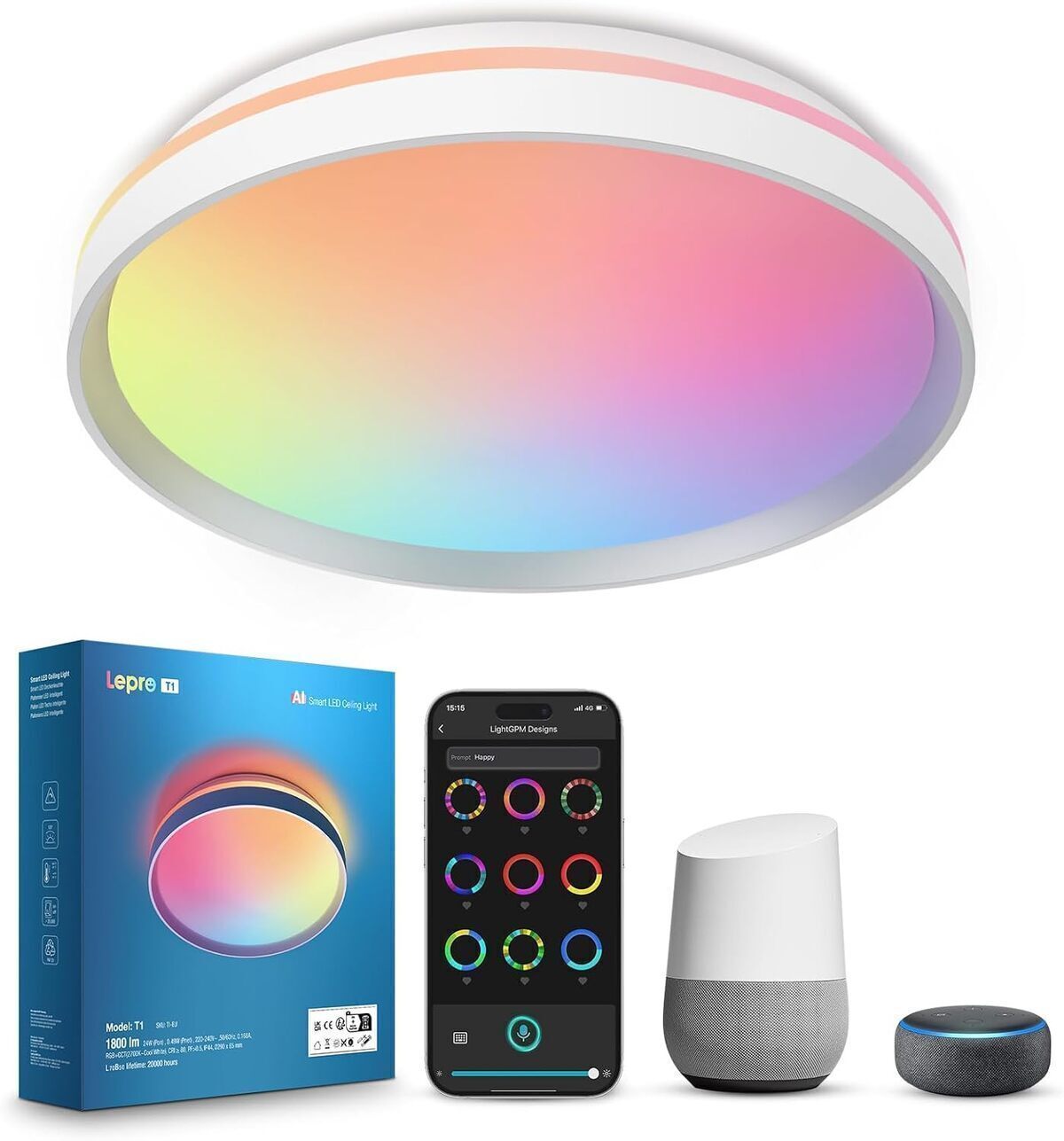 Test du plafonnier LED connecté Lepro T1 IA : éclairage intelligent et étanche