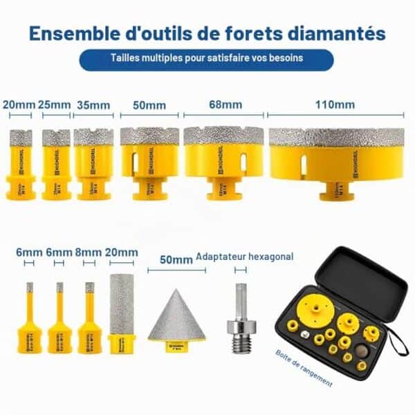 Découvrez notre test complet du kit de forets diamantés HIGHDRIL. Efficacité sur tous les matériaux, durabilité et résultats professionnels : le choix idéal pour vos travaux.