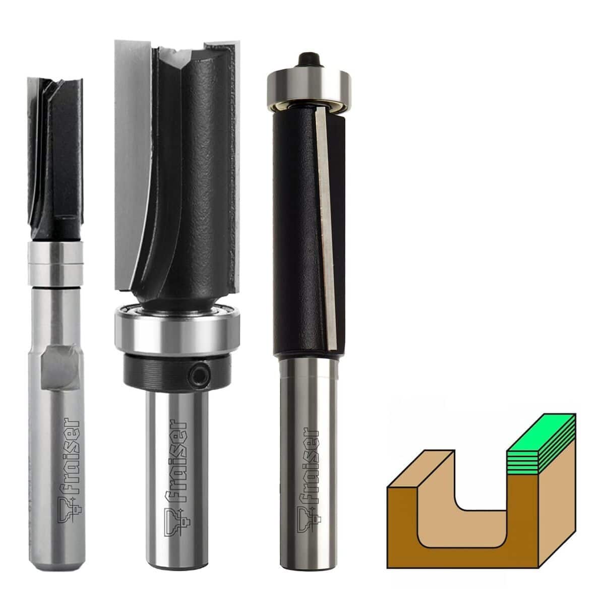 Test Fraiser : lot de 3 fraises pour défonceuse 8 mm